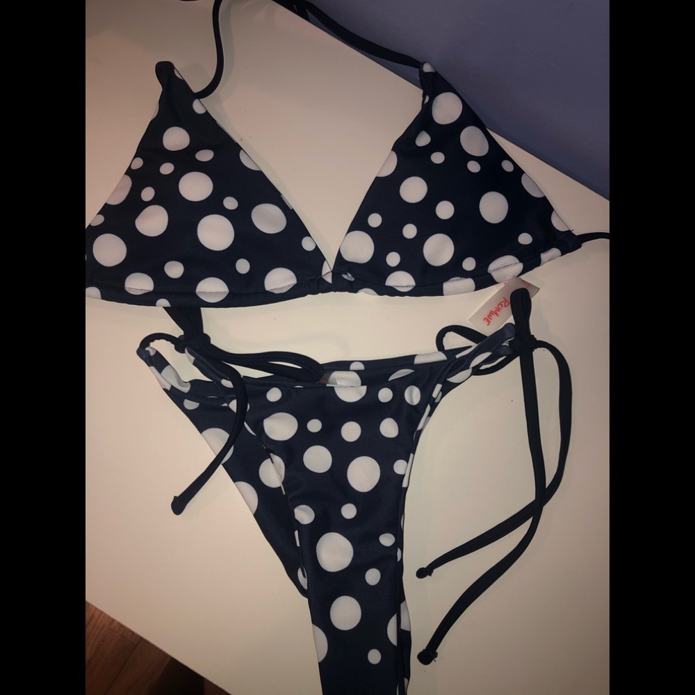 Blue polka dot bikini